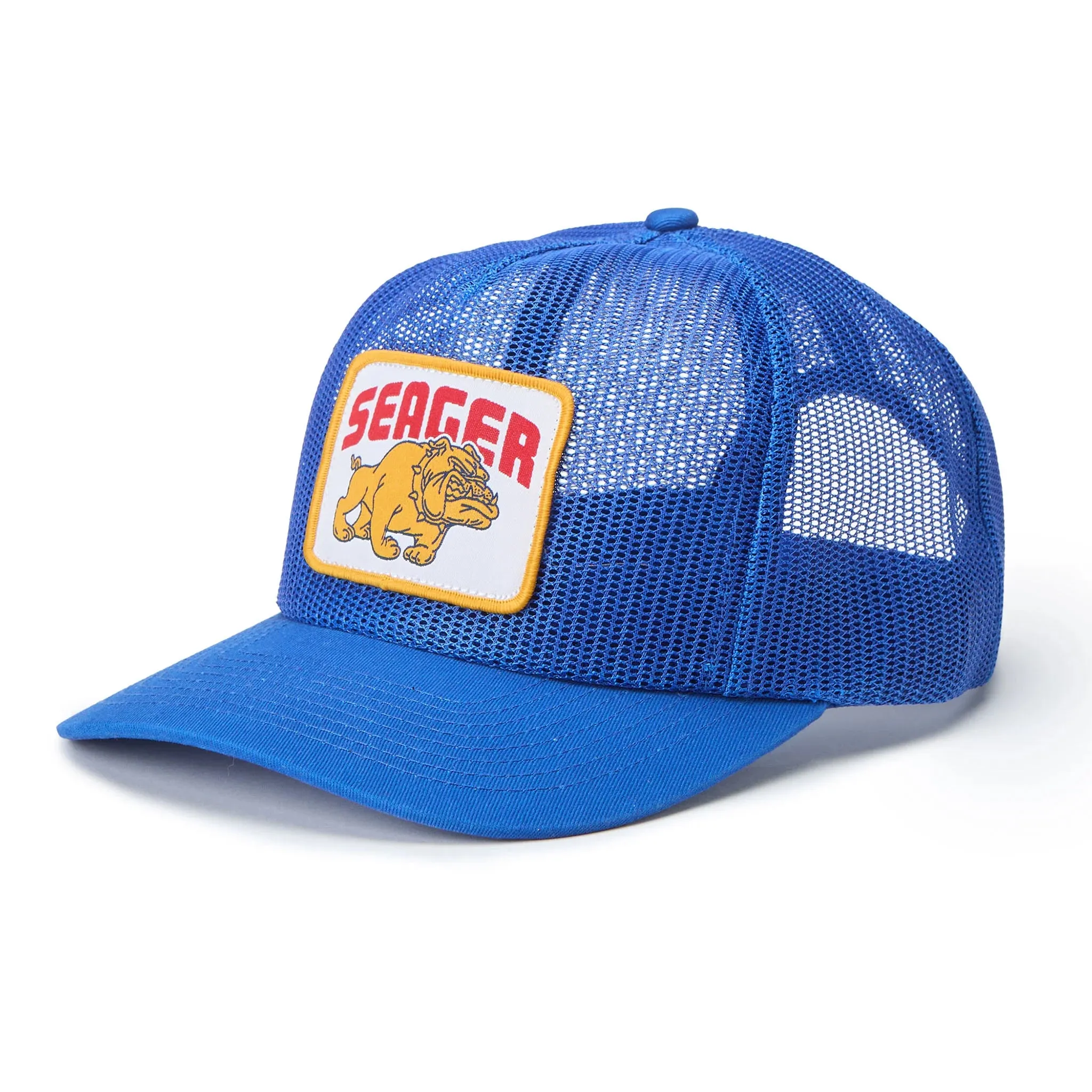 Seager Blue Bulldog All-Mesh Snapback Cap - Adjustable & Breathable Design