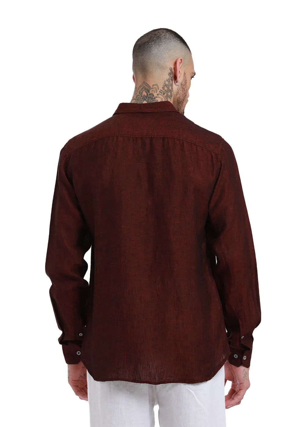 Burnt Maroon Pure Irish Linen Shirt