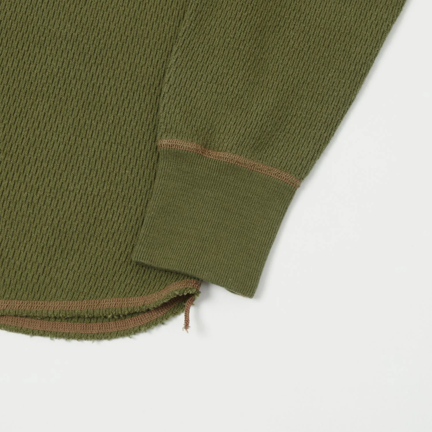 Long Sleeve Olive Thermal Tee Shirt by Buzz Ricksons