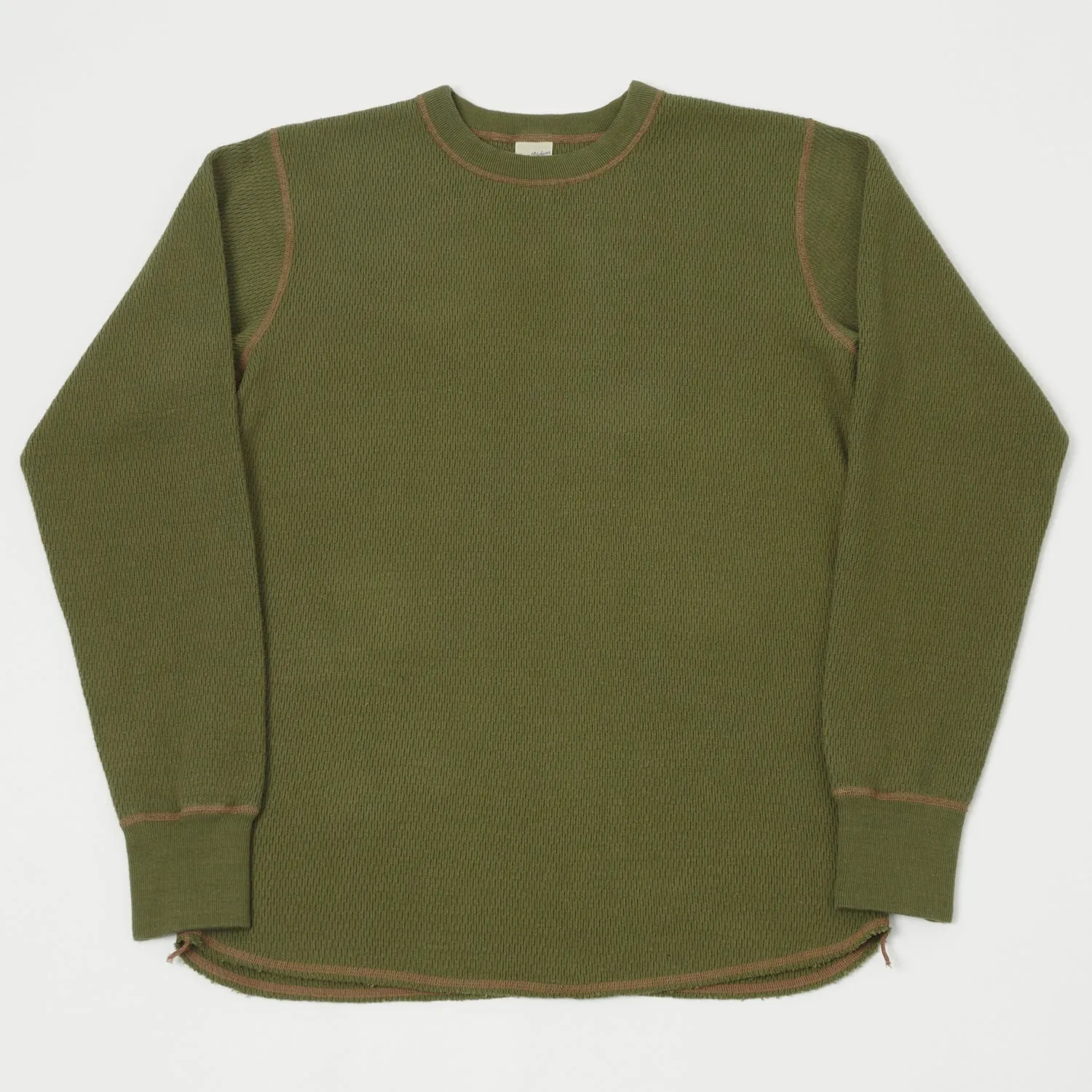 Long Sleeve Olive Thermal Tee Shirt by Buzz Ricksons