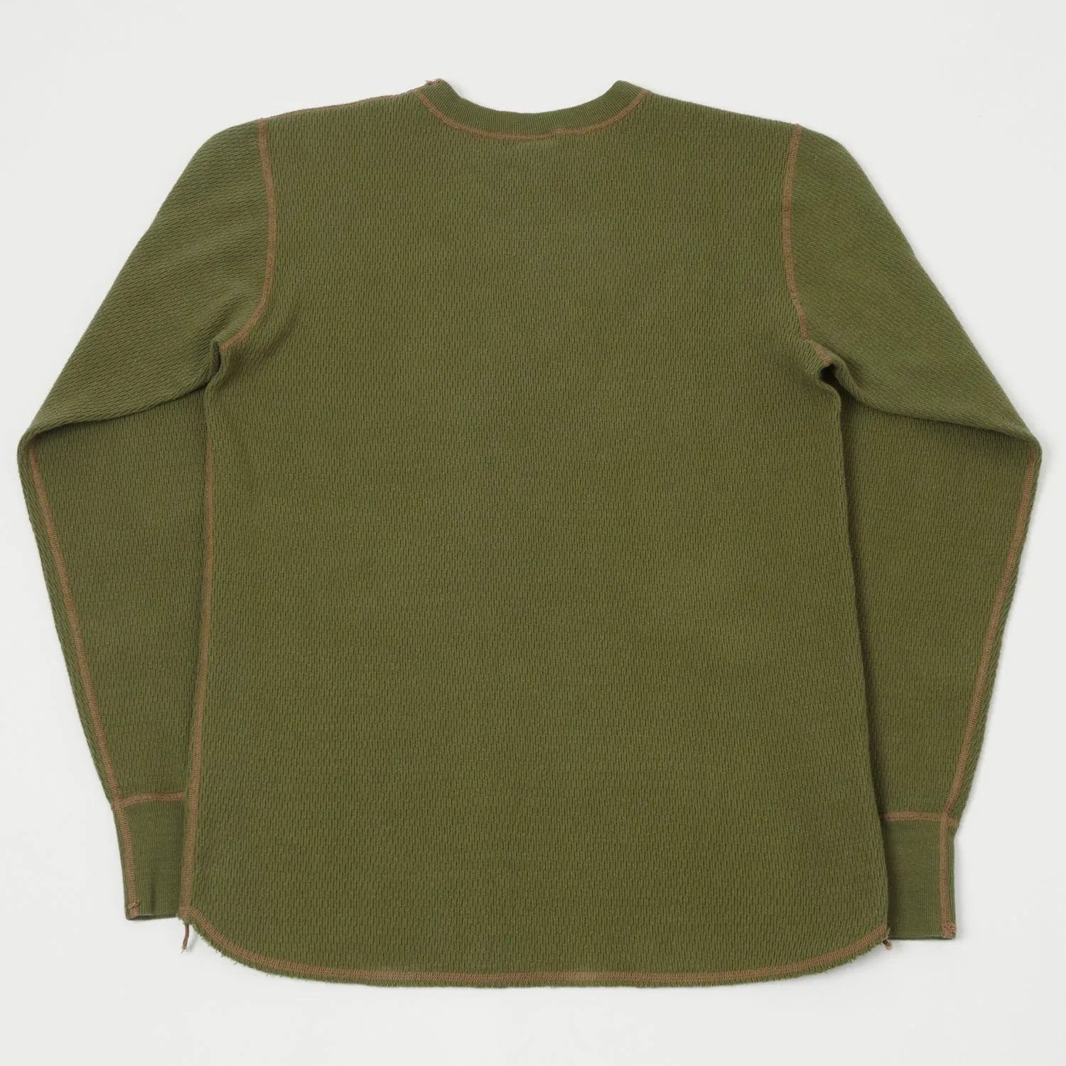 Long Sleeve Olive Thermal Tee Shirt by Buzz Ricksons