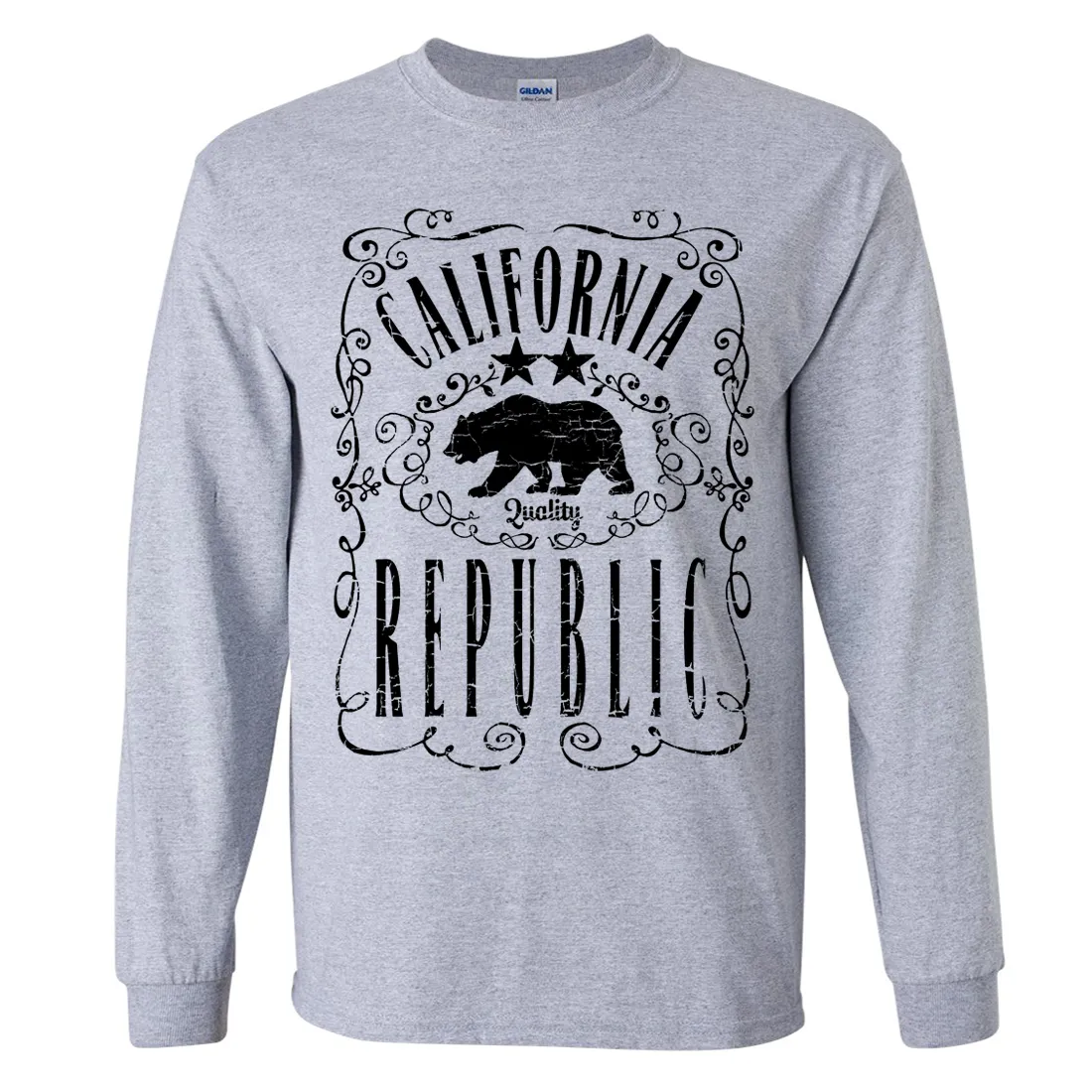 California Republic JD Whiskey Black Print Long Sleeve Shirt