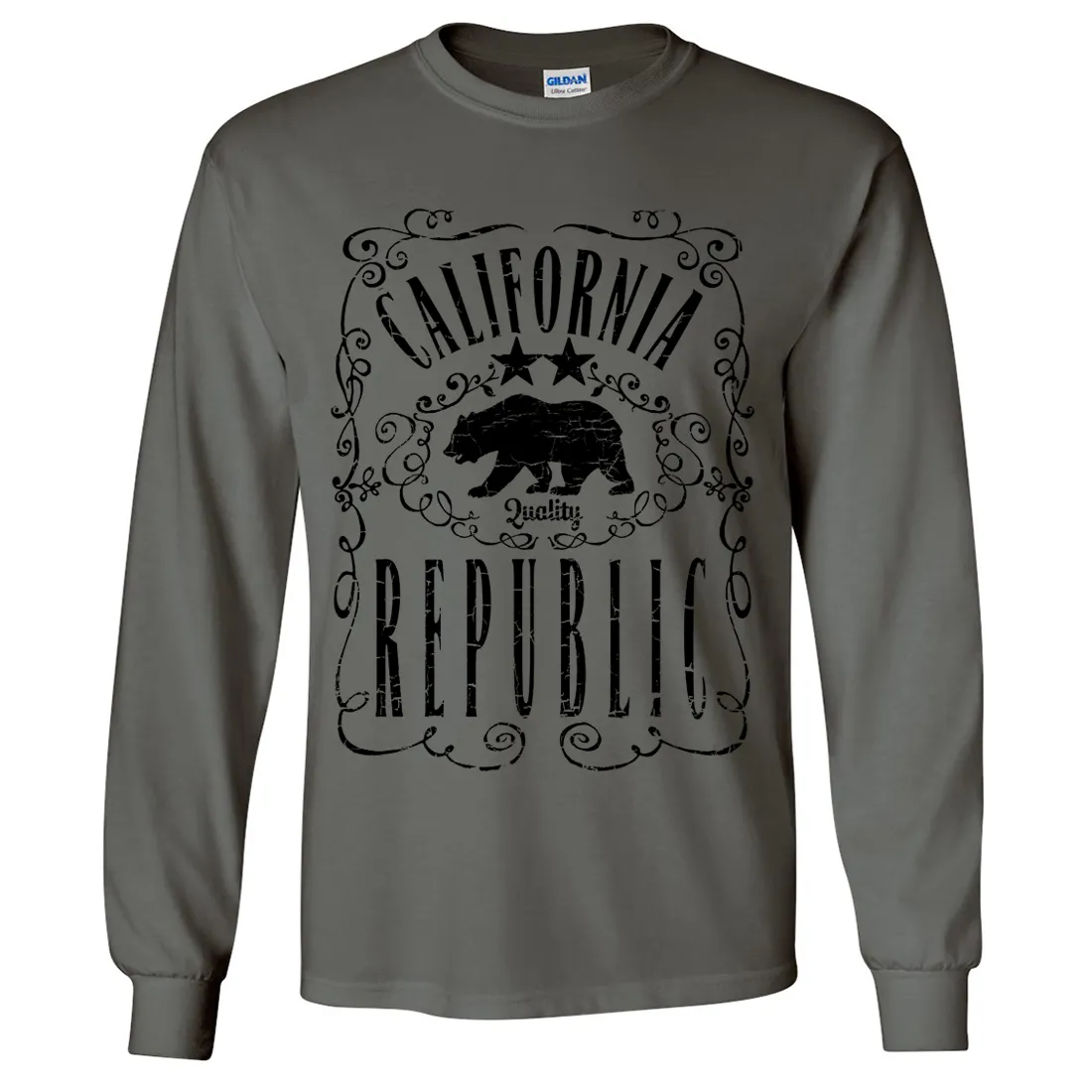 California Republic JD Whiskey Black Print Long Sleeve Shirt