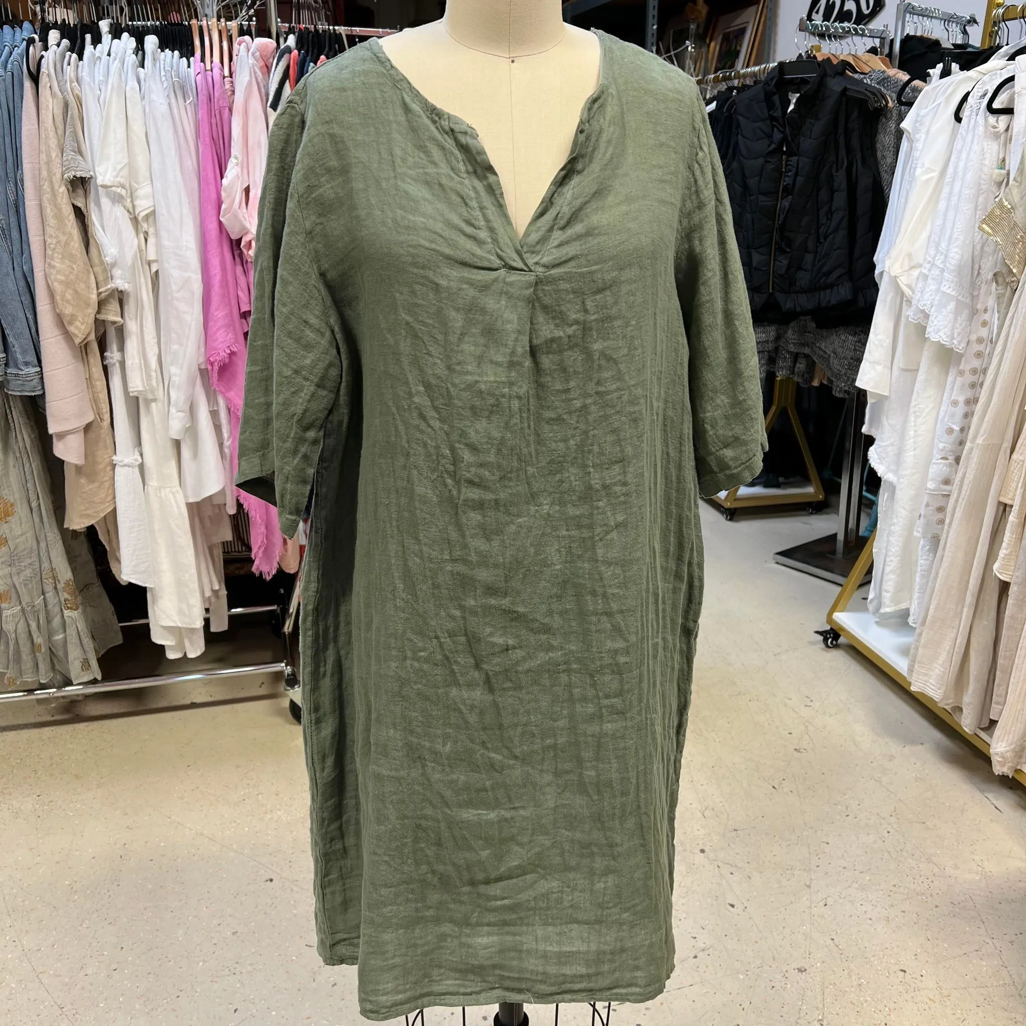 CC - Linen V Neck Dress