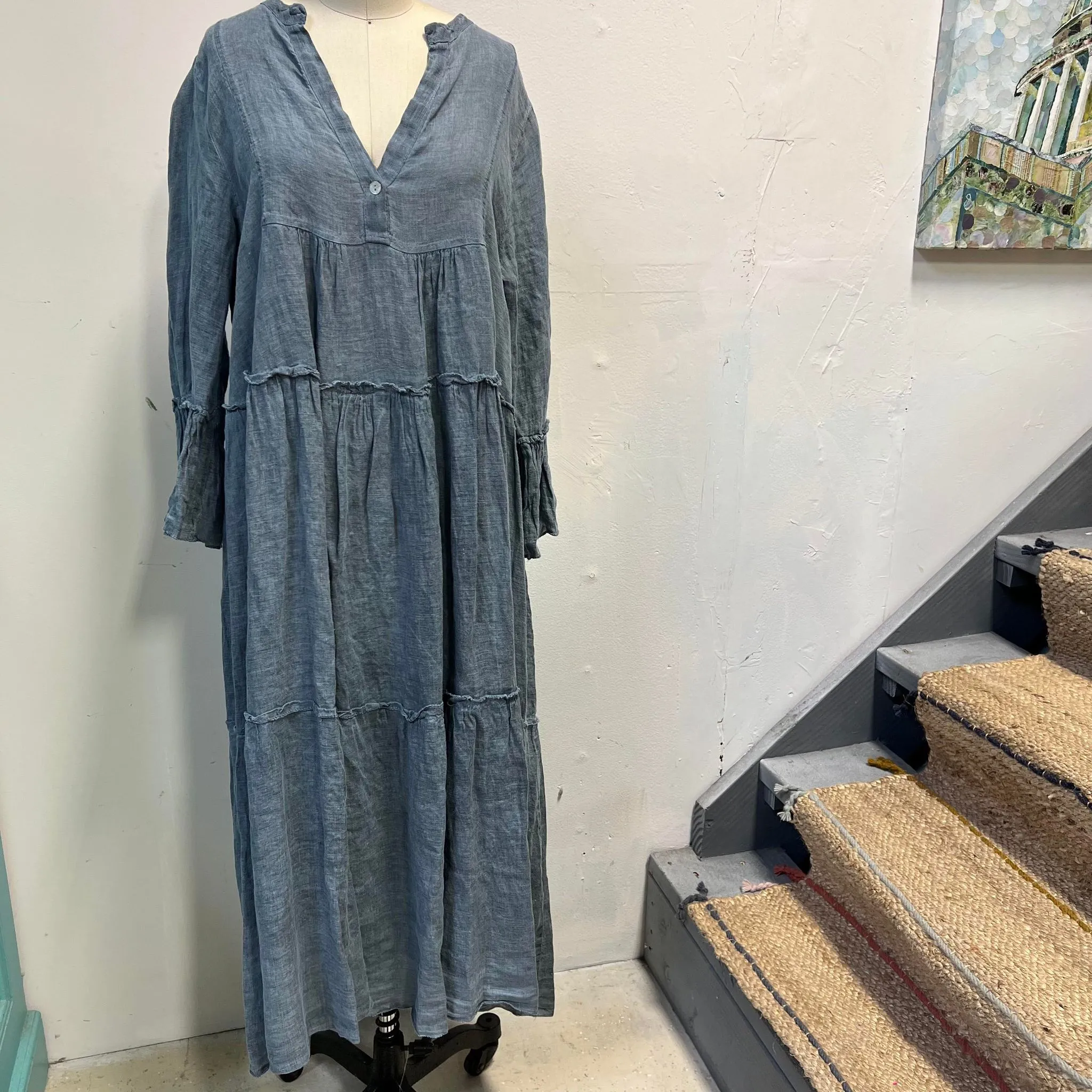 CC - Long Tiered Linen Dress