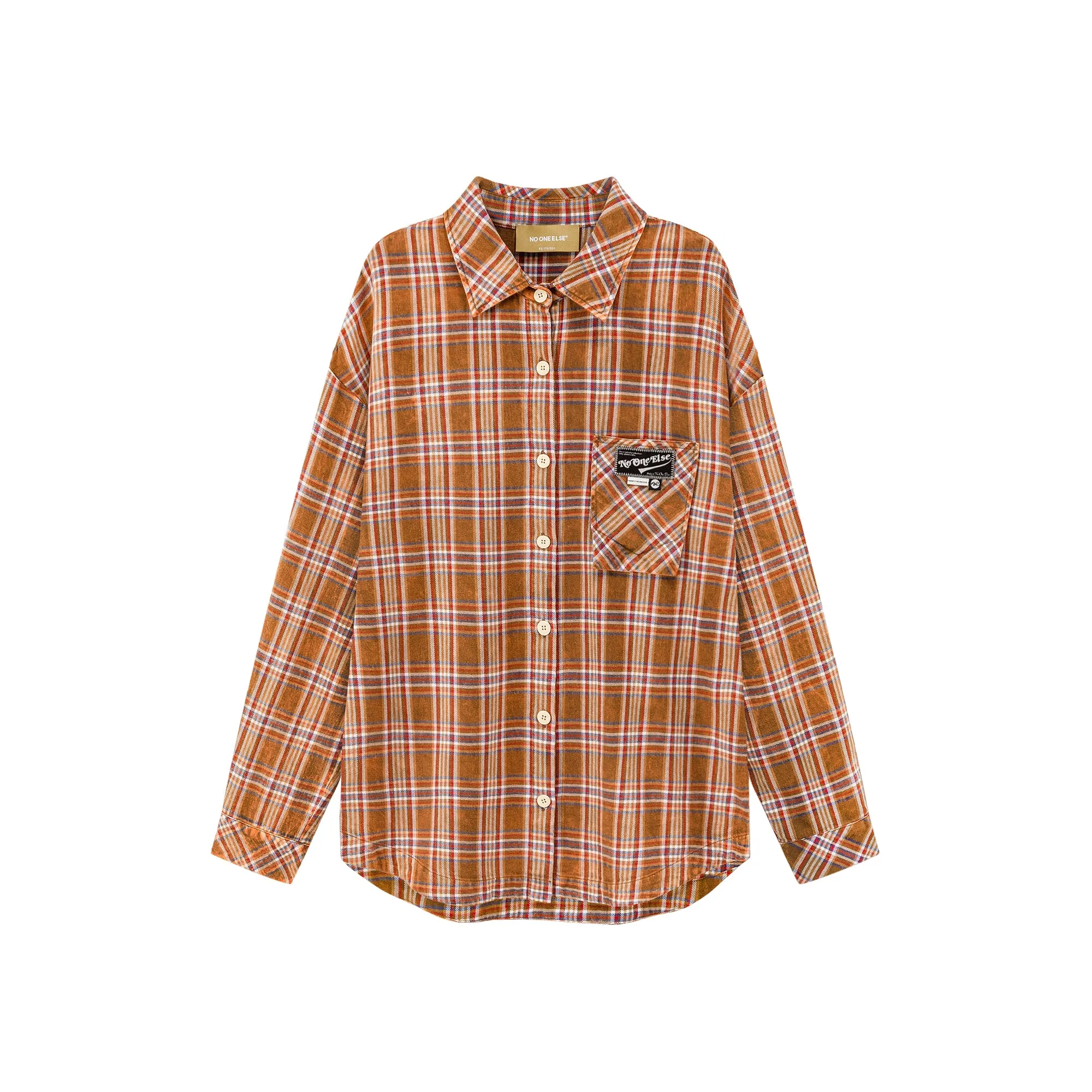 Check Print Loose Fit Button-Up Shirt