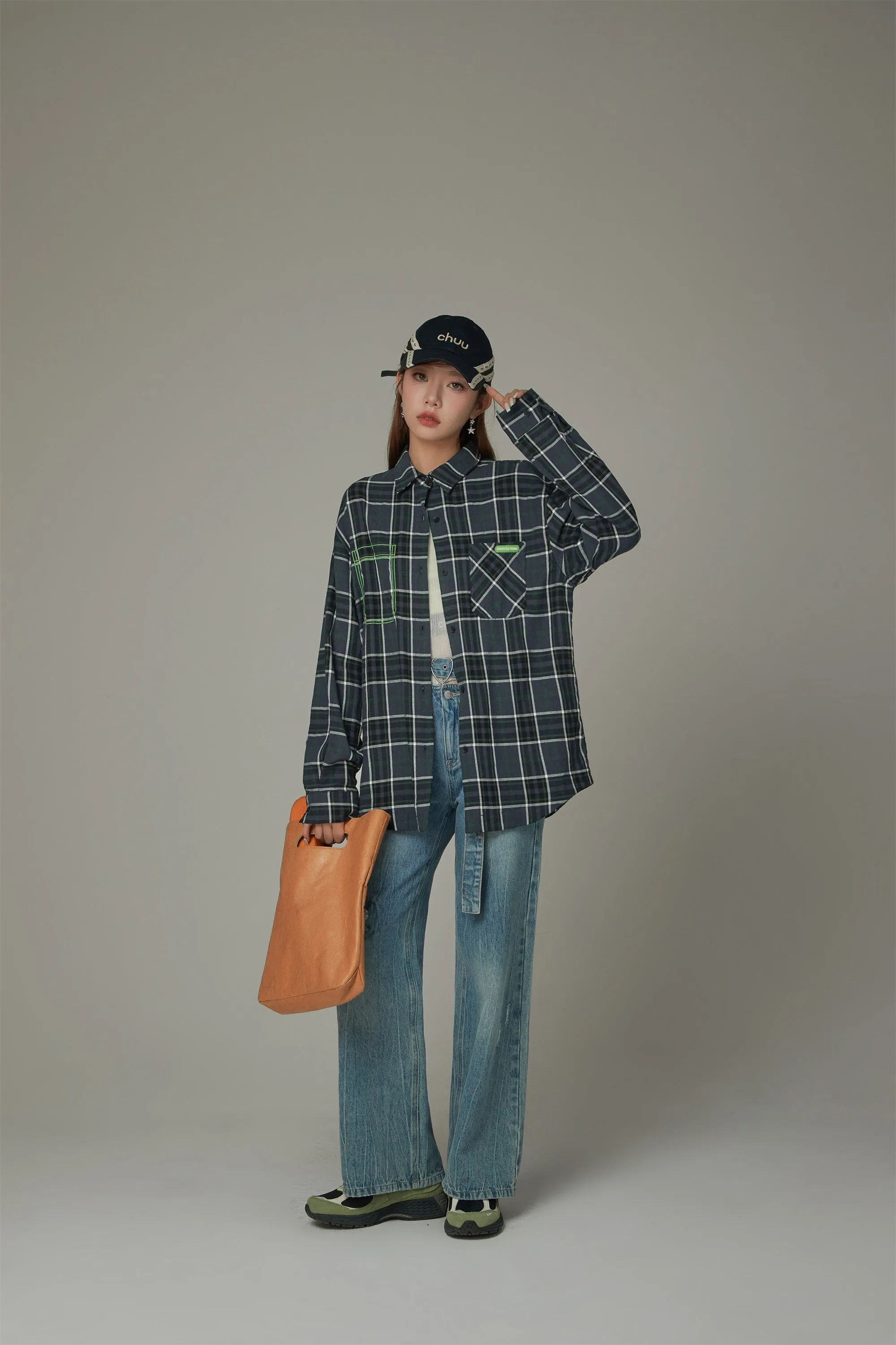 Checked Loose Fit Long Sleeve Shirt