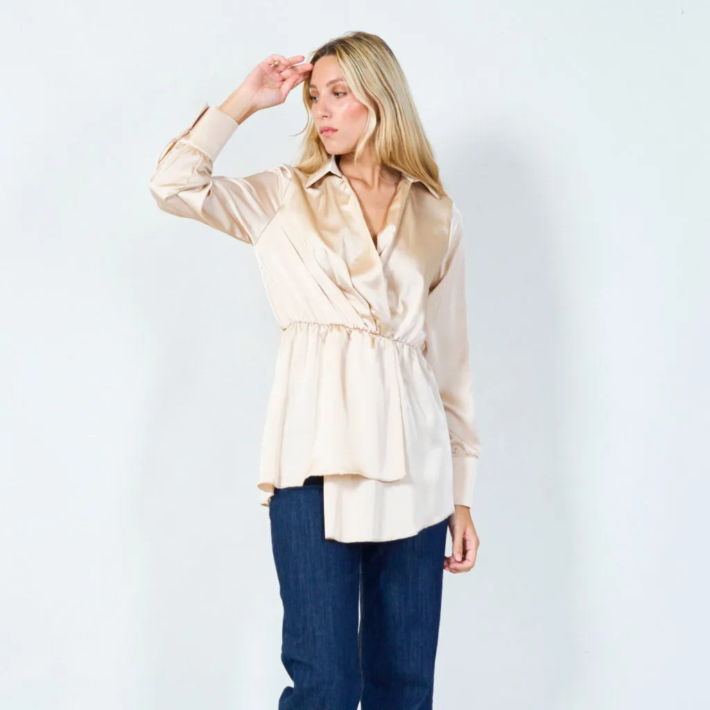 Chic wrap blouse with long sleeves wholesale