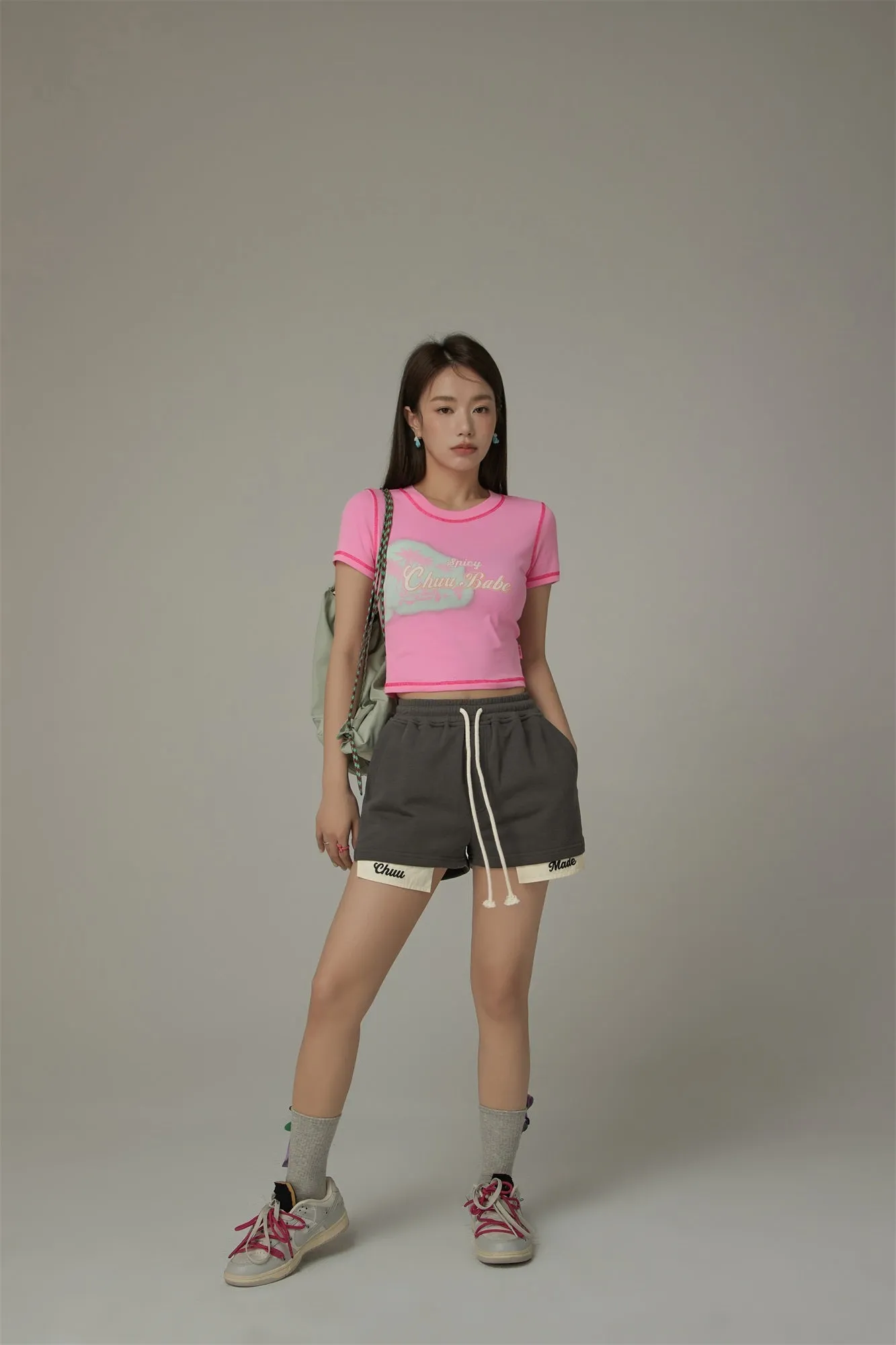 Chuu Babe Color Line Short Sleeve Crop T-Shirt