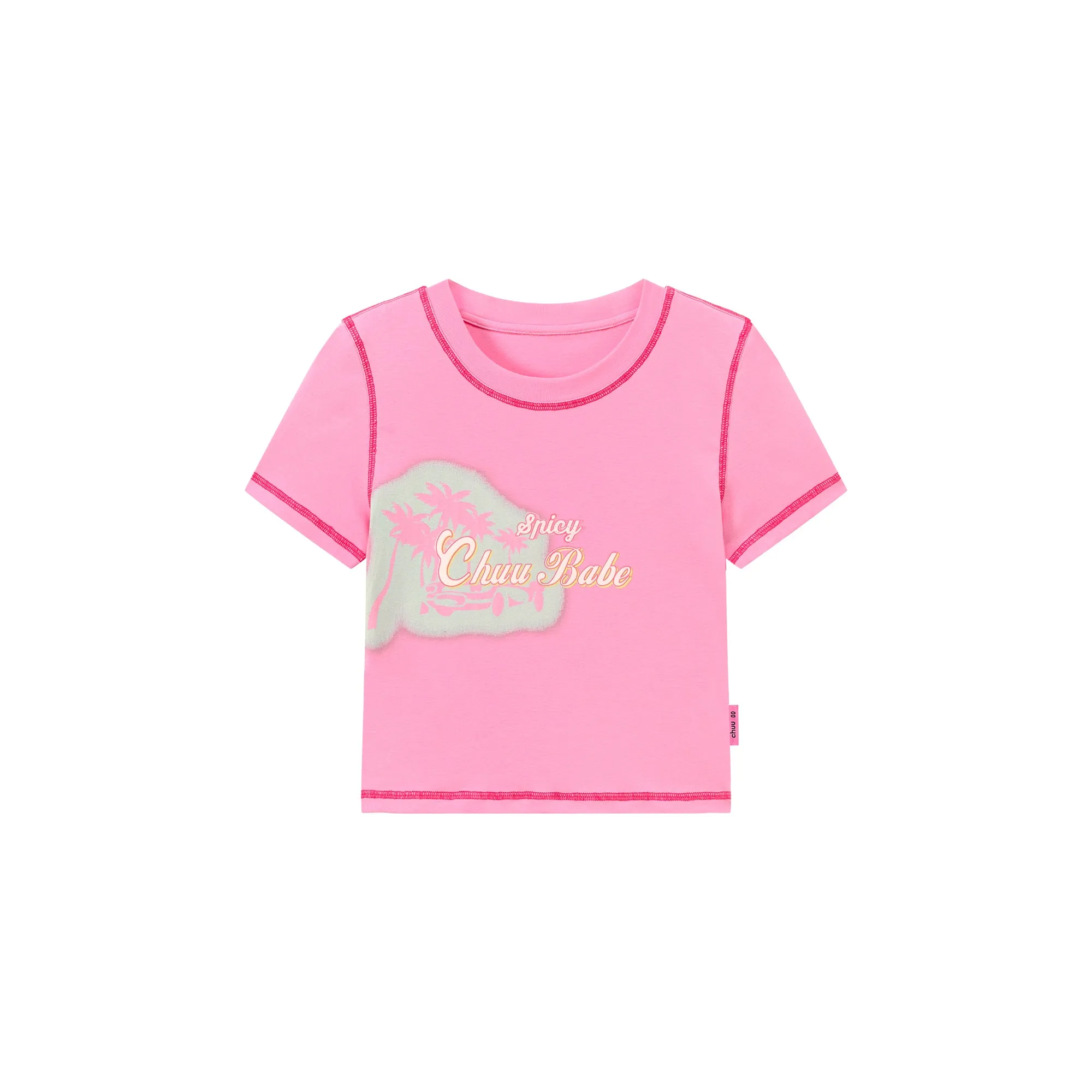 Chuu Babe Color Line Short Sleeve Crop T-Shirt