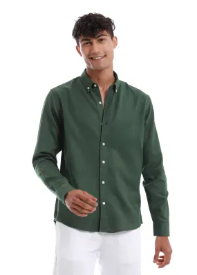 Premium Blended Linen Shirt in Vibrant Cilantro Green