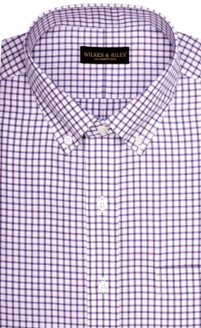 Classic Fit Purple Twill Check Button-Down Collar Supima® Cotton Non-Iron Sport Shirt