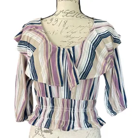 Crave Frame Striped Ruffle Crave Frame Shirt Size Small