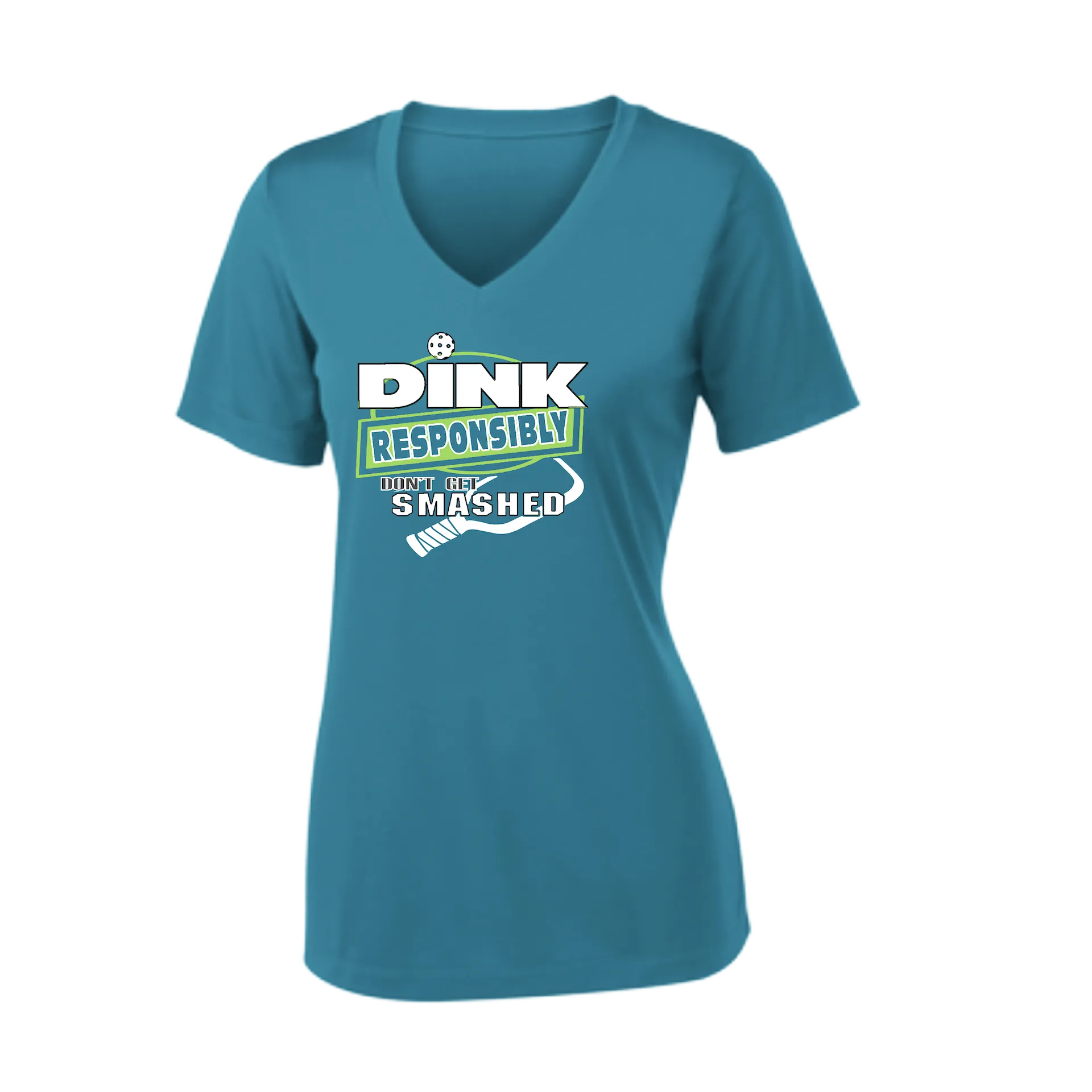 Dink Responsibly Don't Get Smashed | Women's Short Sleeve V-Neck Pickleball Shirts | 100% Polyester