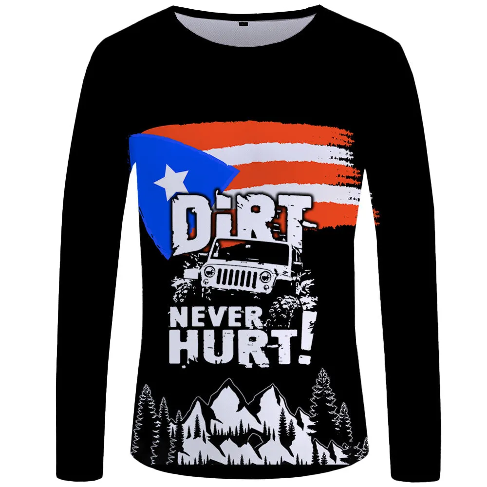 Dirt Never Hurt - Puerto Rico Flag UPF 50  Long Sleeve Shirt