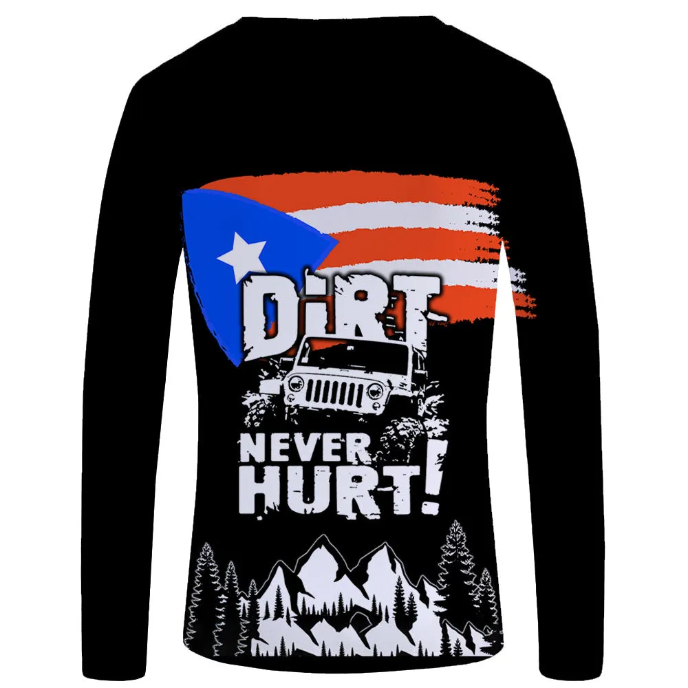 Dirt Never Hurt - Puerto Rico Flag UPF 50  Long Sleeve Shirt