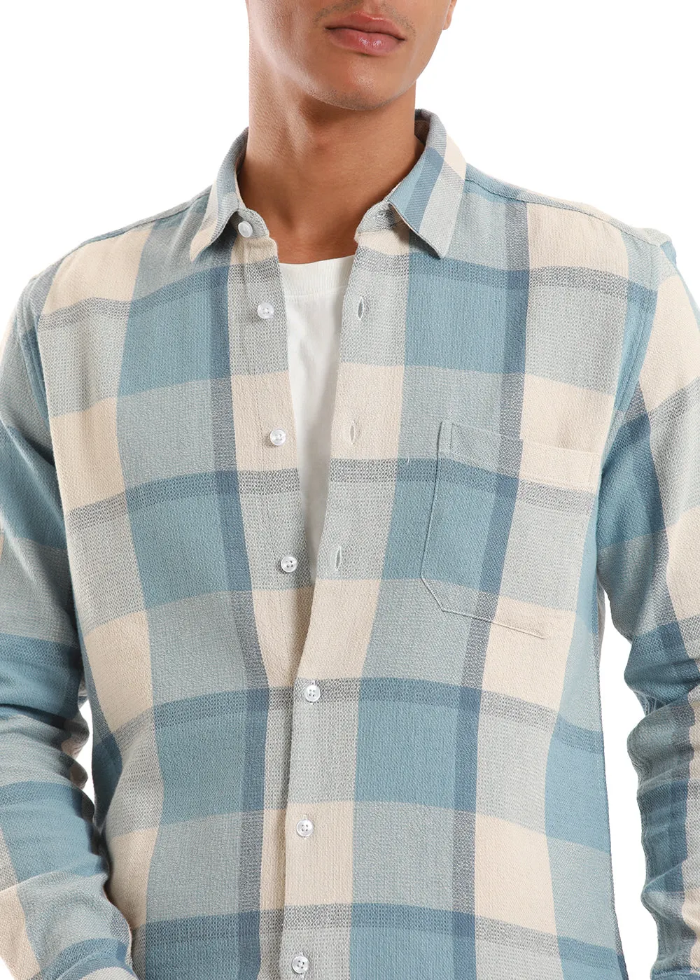 Dobby Light Blue Check Shirt