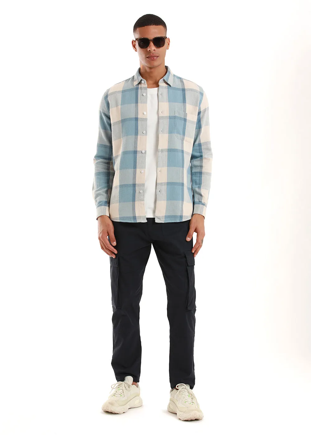 Dobby Light Blue Check Shirt