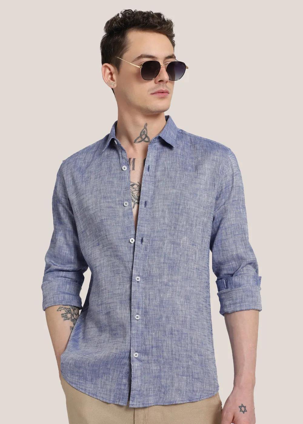 Dusky Blue Linen Shirt