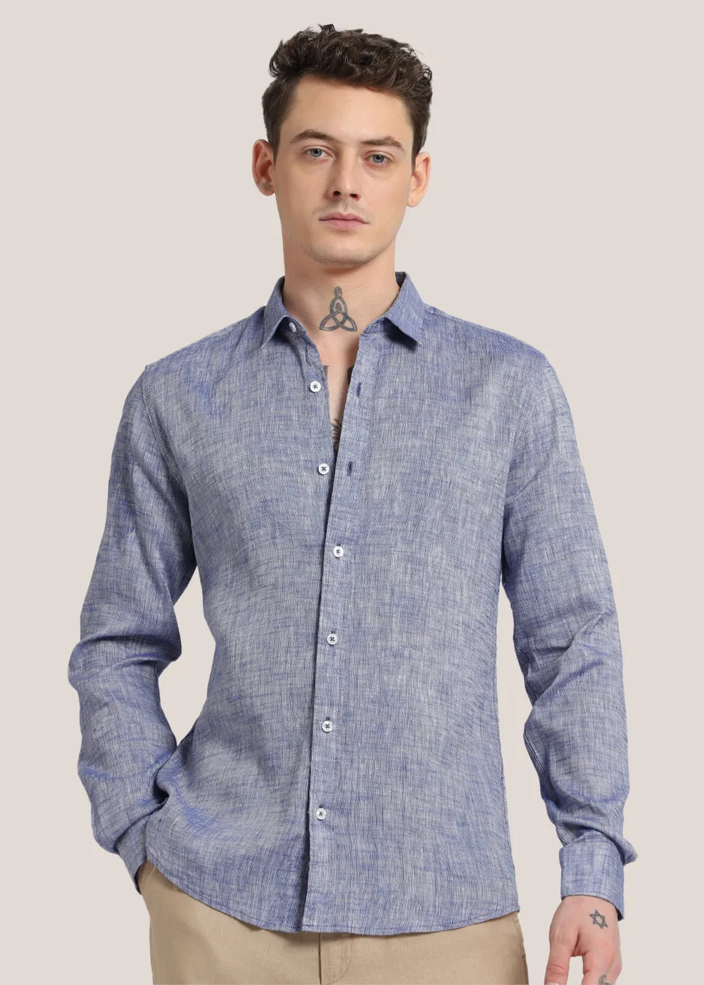 Dusky Blue Linen Shirt