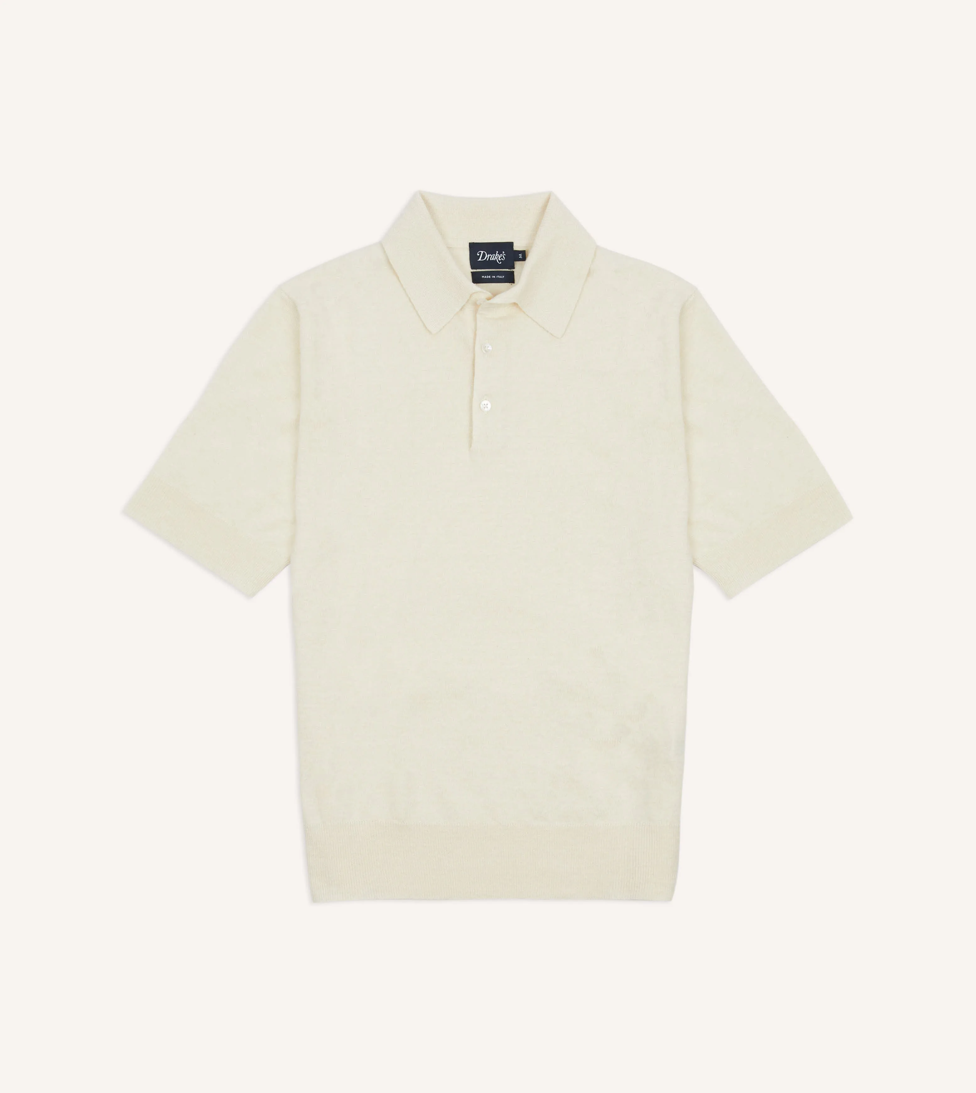 Ecru Knitted Linen-Cotton Short-Sleeve Polo Shirt