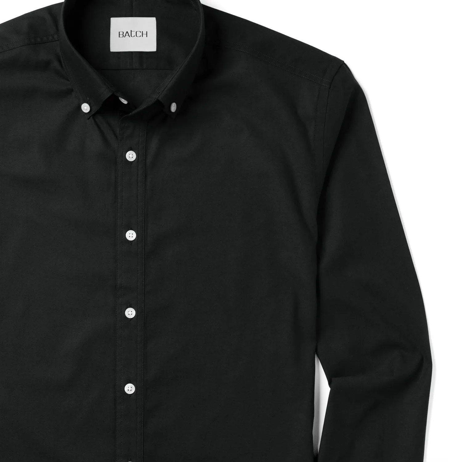 Essential Button Down Collar Casual Shirt - WB Black Stretch Cotton Poplin