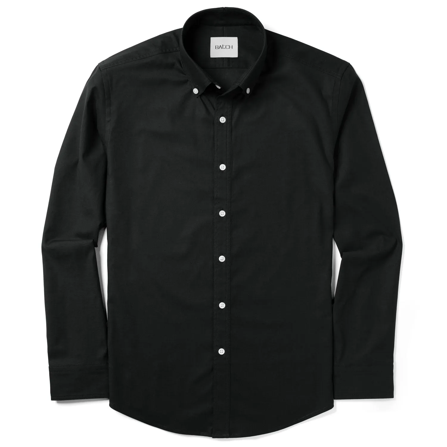 Essential Button Down Collar Casual Shirt - WB Black Stretch Cotton Poplin