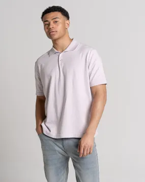 ESSENTIAL OVERSIZED SHORT SLEEVE KNITTED POLO | LILAC