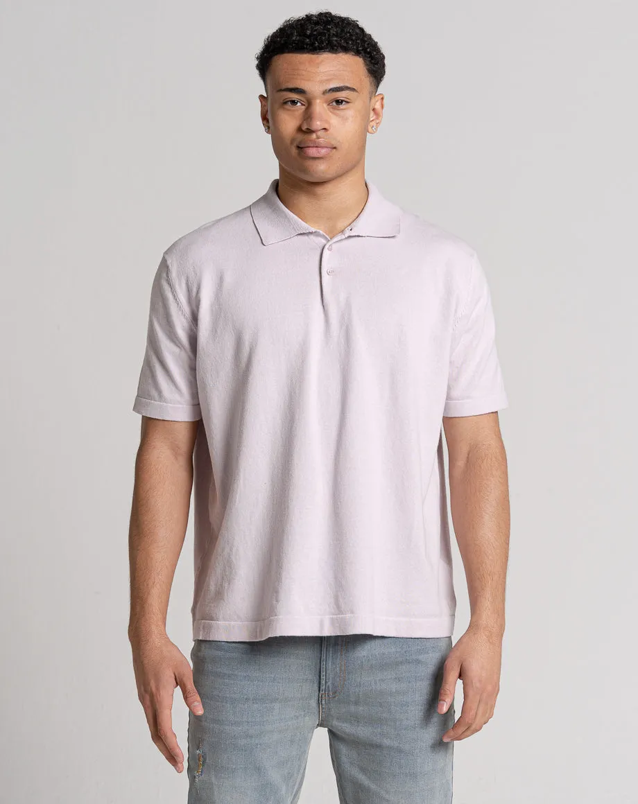 ESSENTIAL OVERSIZED SHORT SLEEVE KNITTED POLO | LILAC