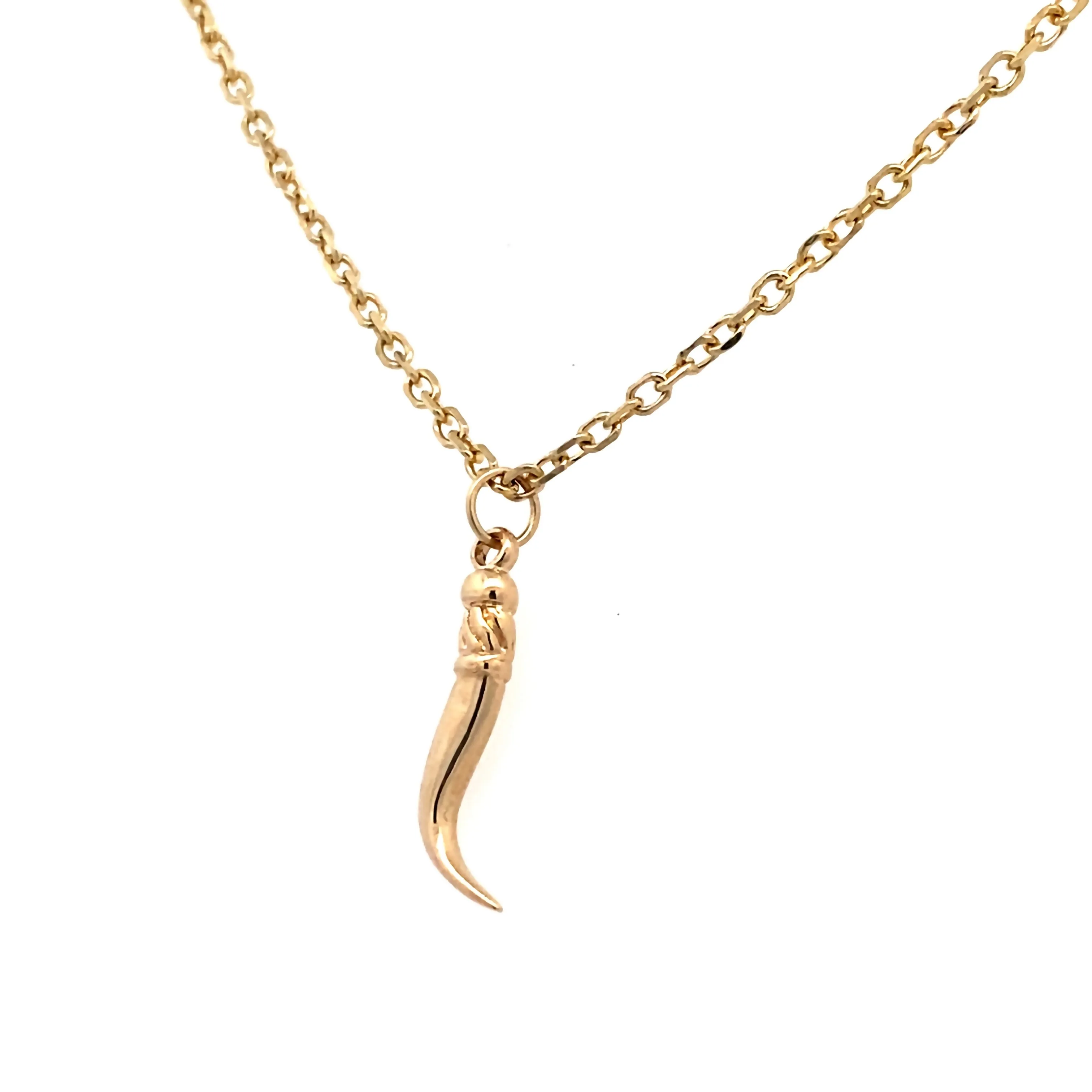 Estate Yellow Gold Italian Horn Pendant