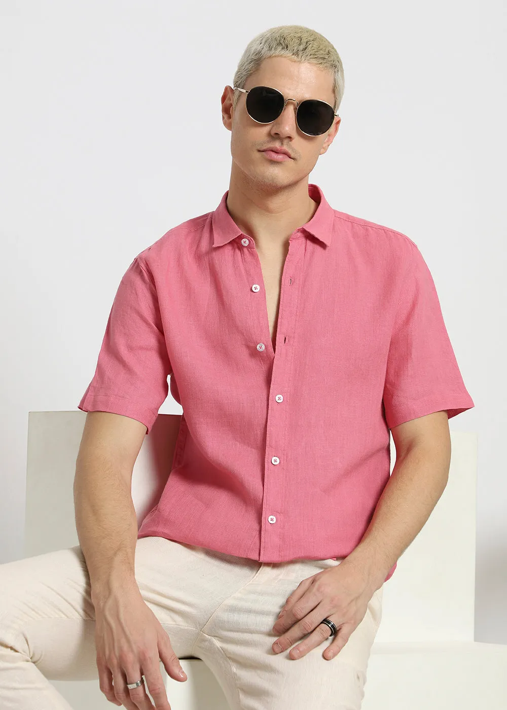 Fandango Pink Pure Irish Linen Shirt