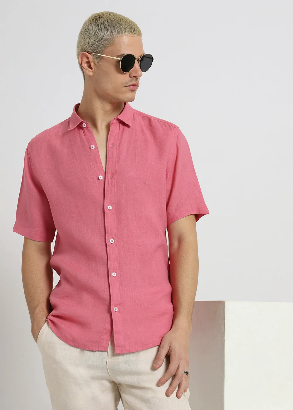 Fandango Pink Pure Irish Linen Shirt