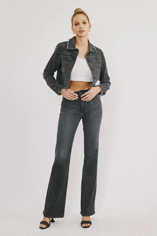 Fifth Avenue Ultra High Rise Slim Flare Jean- Dark Gray ini hi