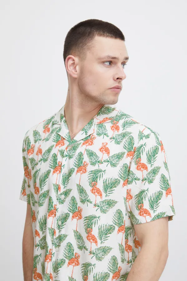 FLAMINGO PRINT SHORT SLEEVE SHIRT