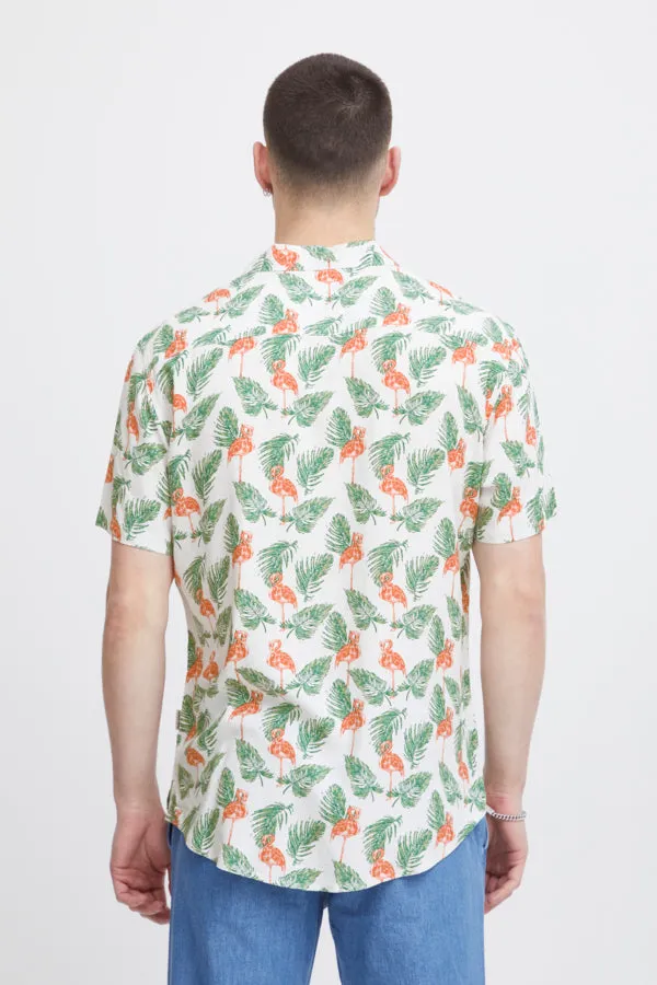 FLAMINGO PRINT SHORT SLEEVE SHIRT