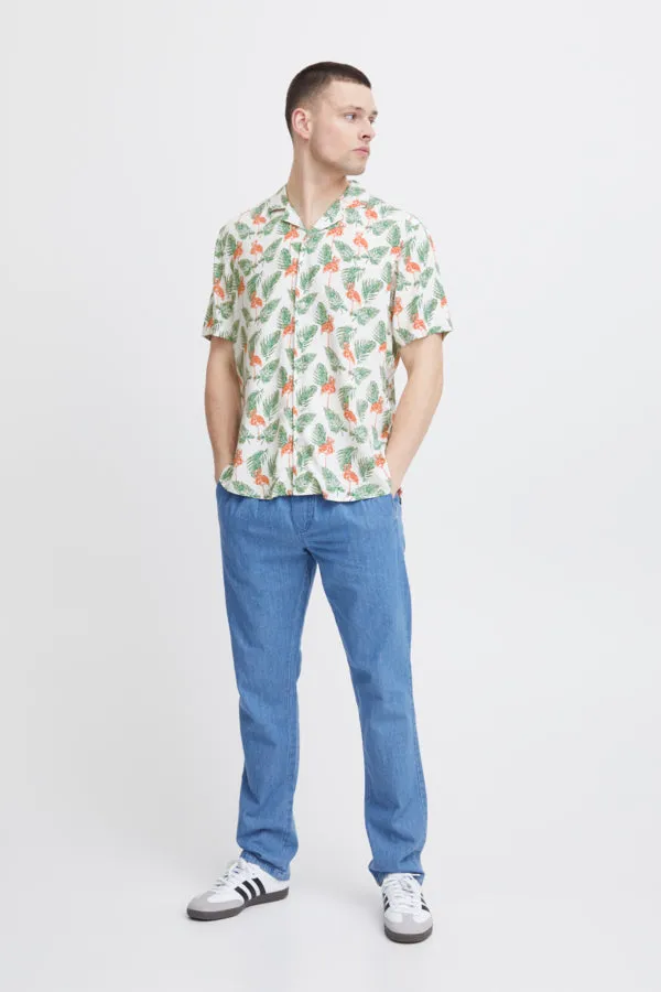 FLAMINGO PRINT SHORT SLEEVE SHIRT