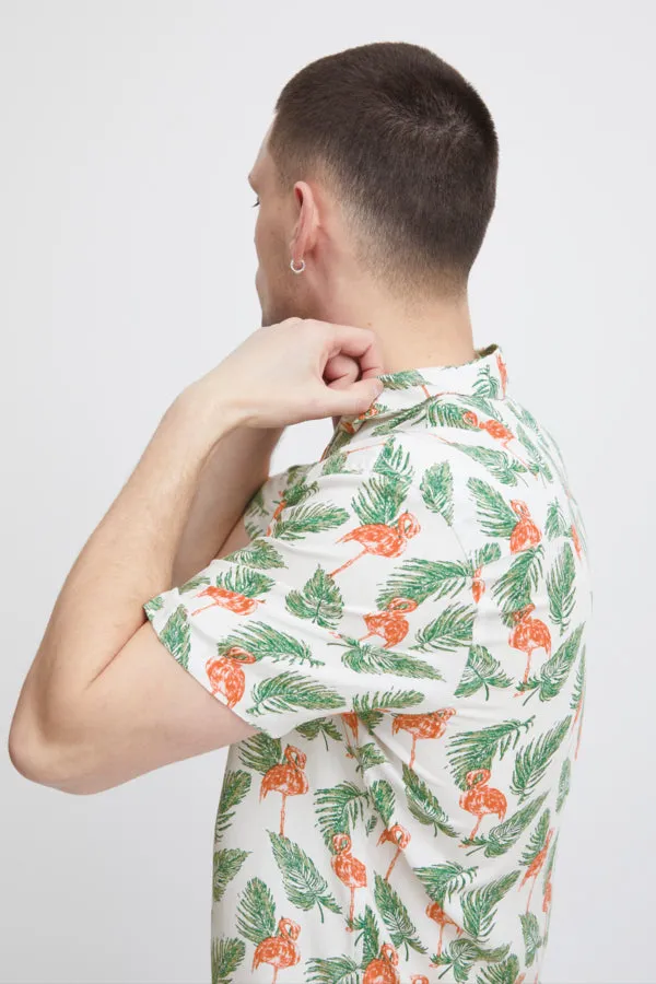 FLAMINGO PRINT SHORT SLEEVE SHIRT