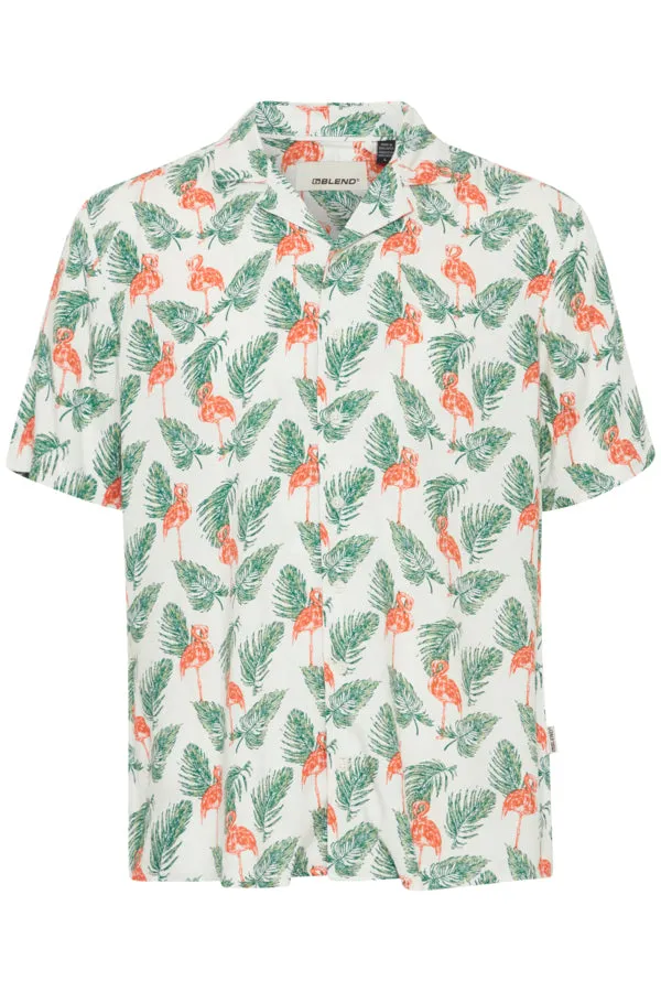 FLAMINGO PRINT SHORT SLEEVE SHIRT