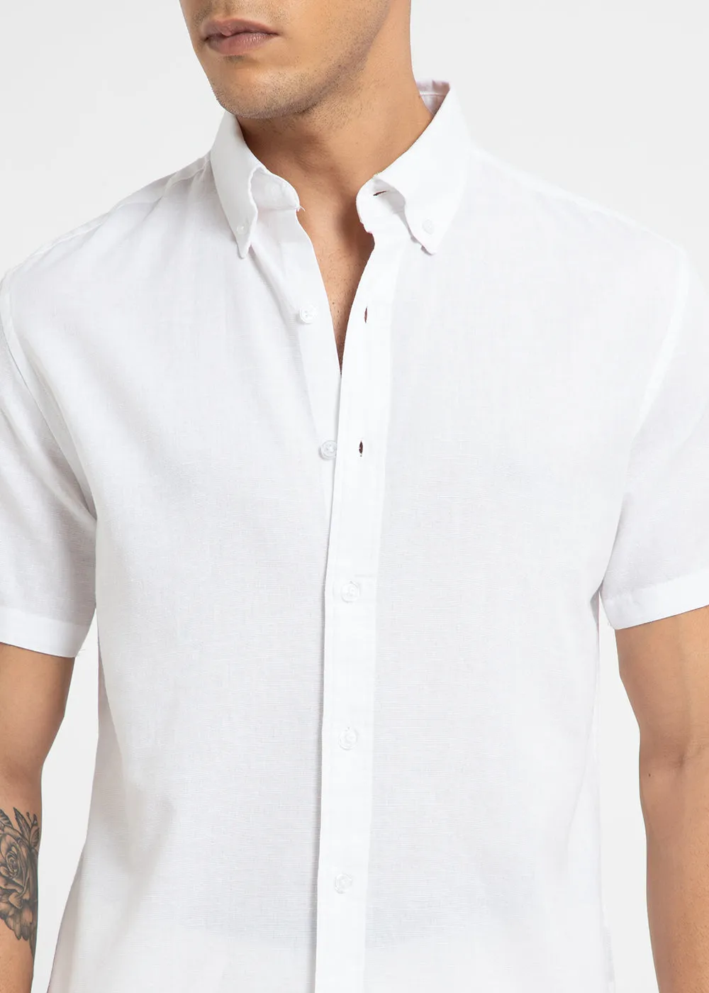 Frost White Cotton Linen Shirt