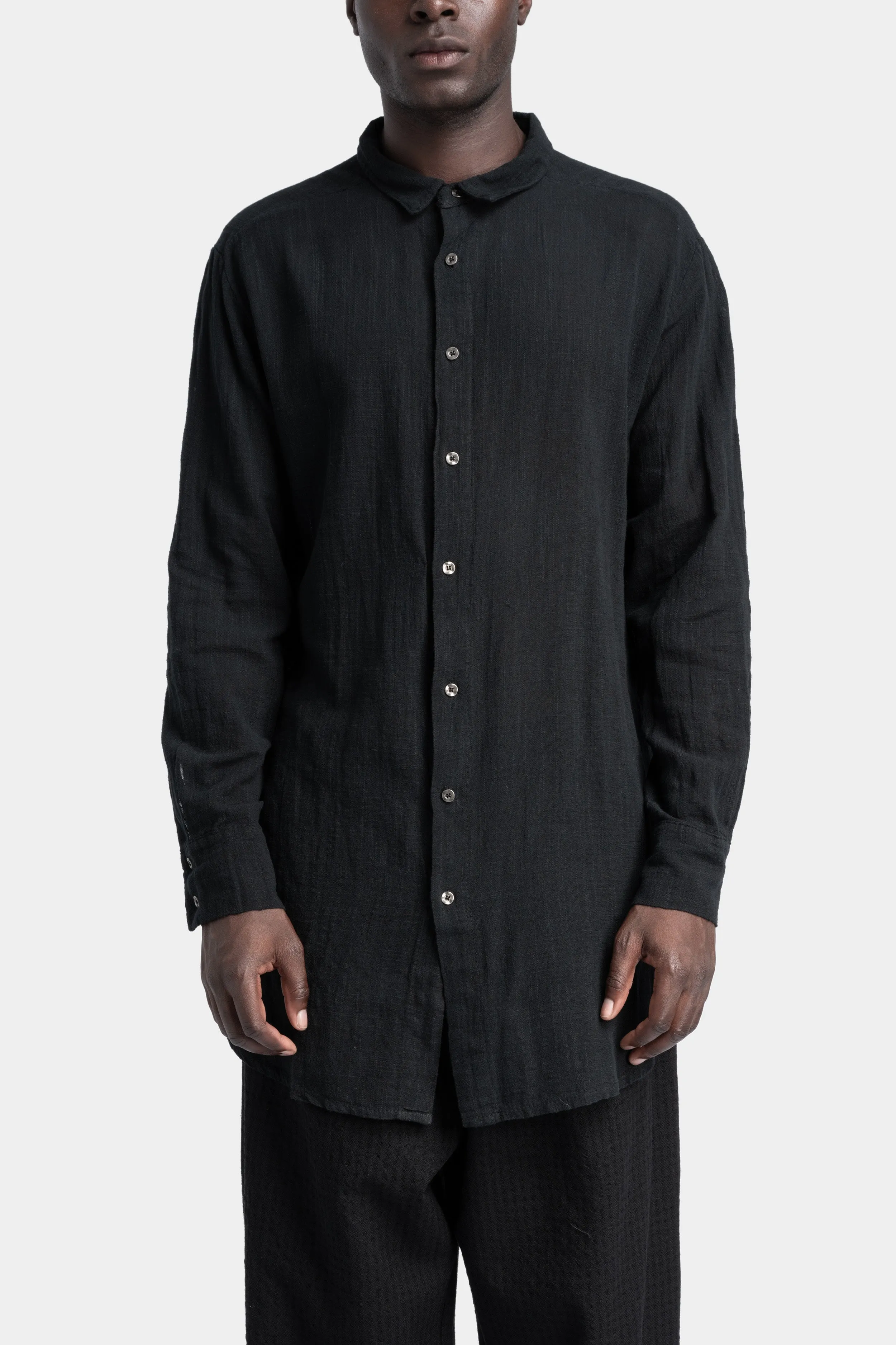 Gauze cotton long shirt, Black