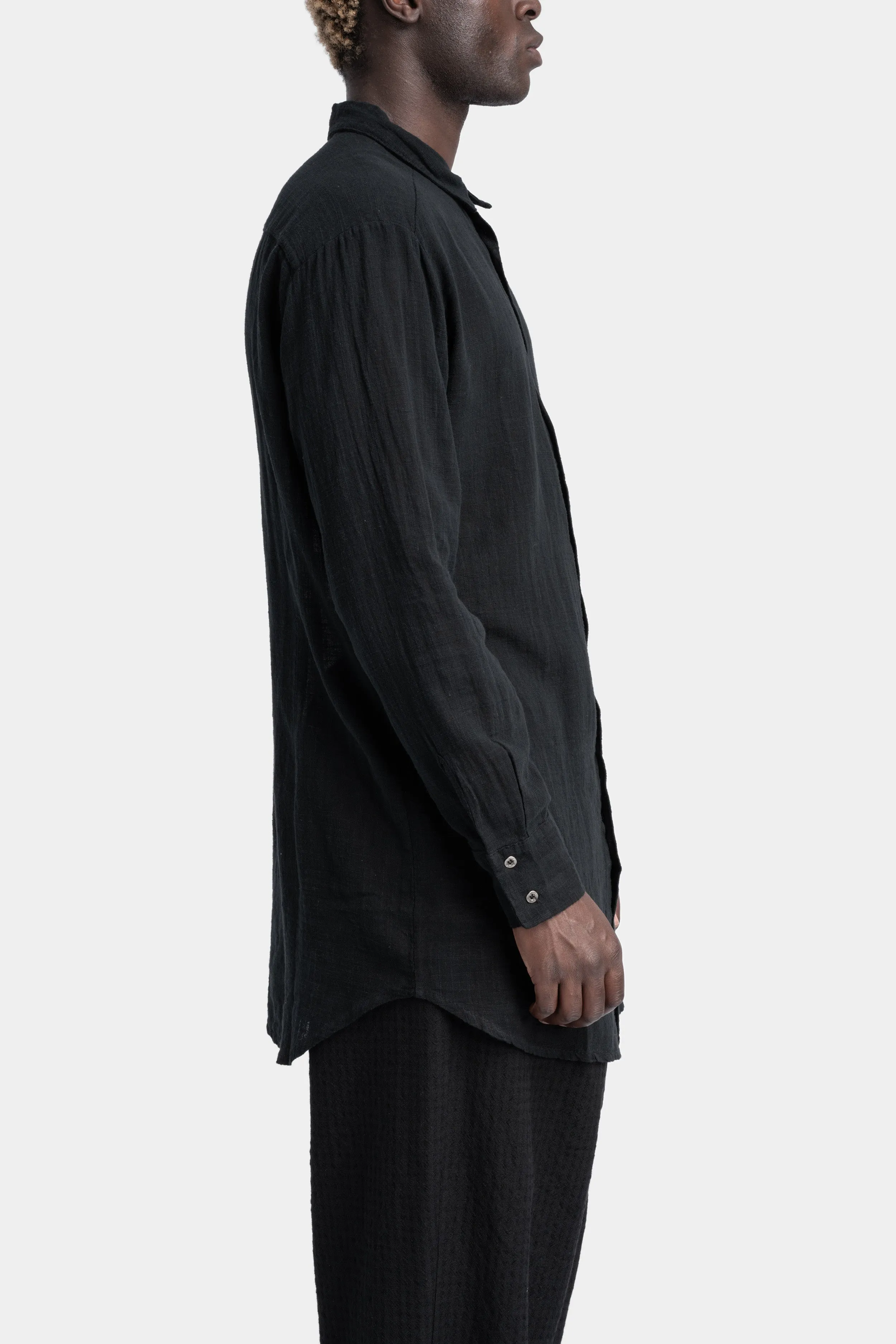 Gauze cotton long shirt, Black