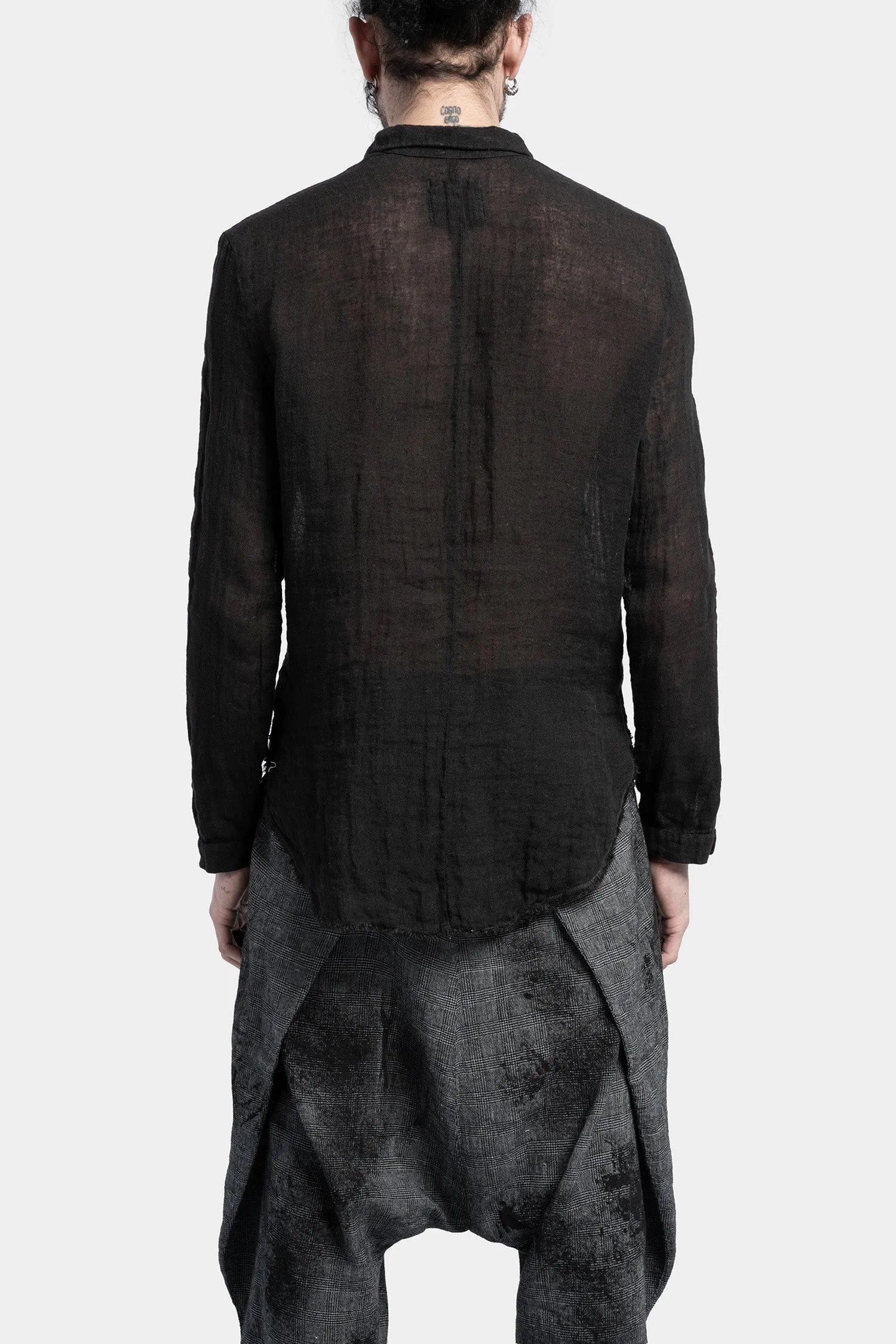 Gauze linen shirt, Black