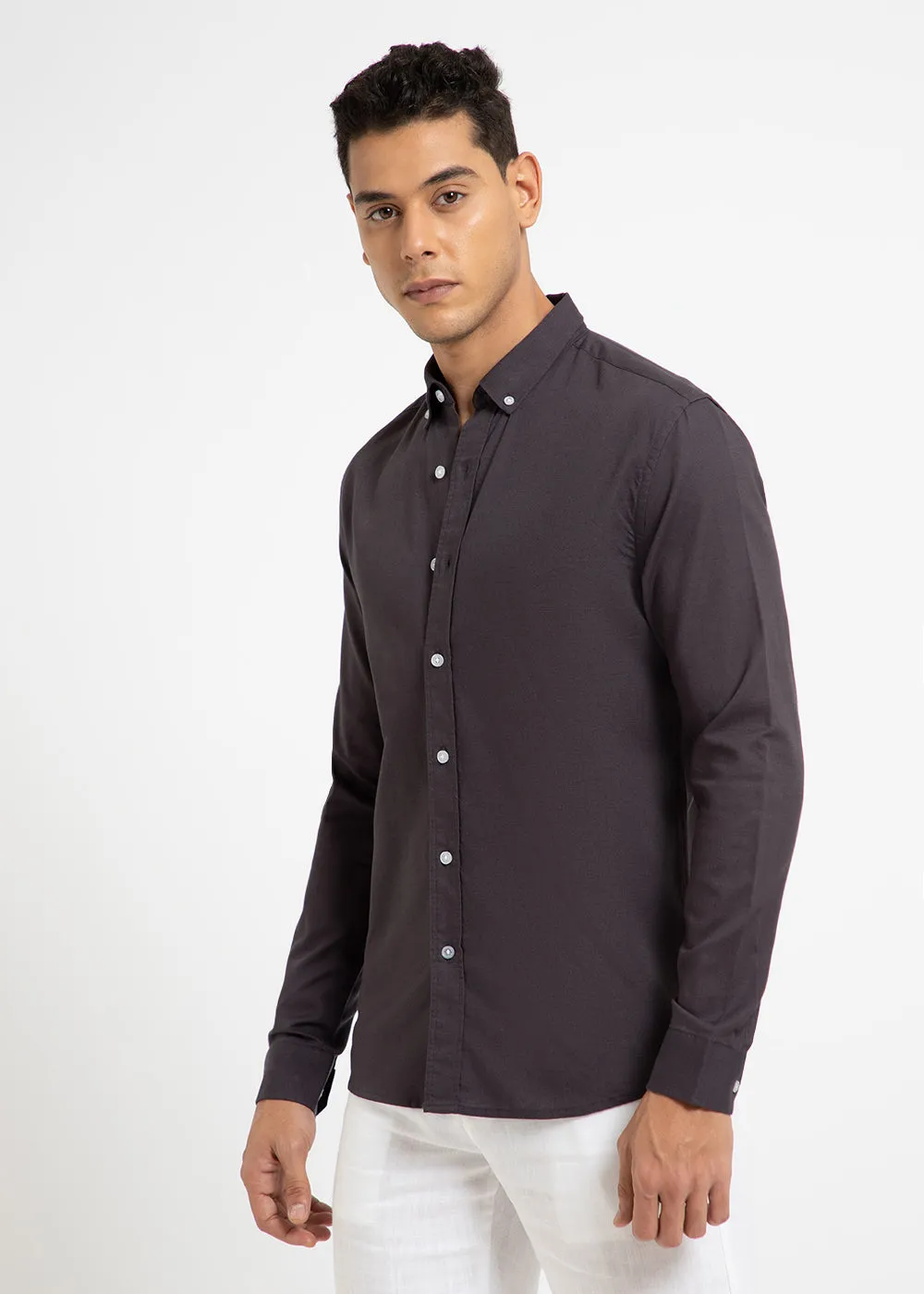 Granite Gray Cotton Linen Shirt