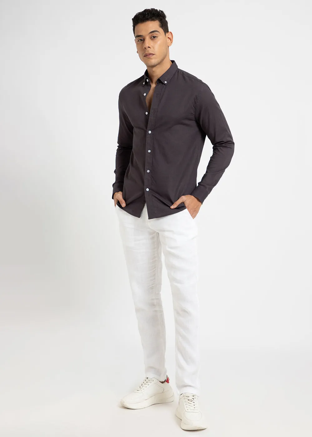 Granite Gray Cotton Linen Shirt