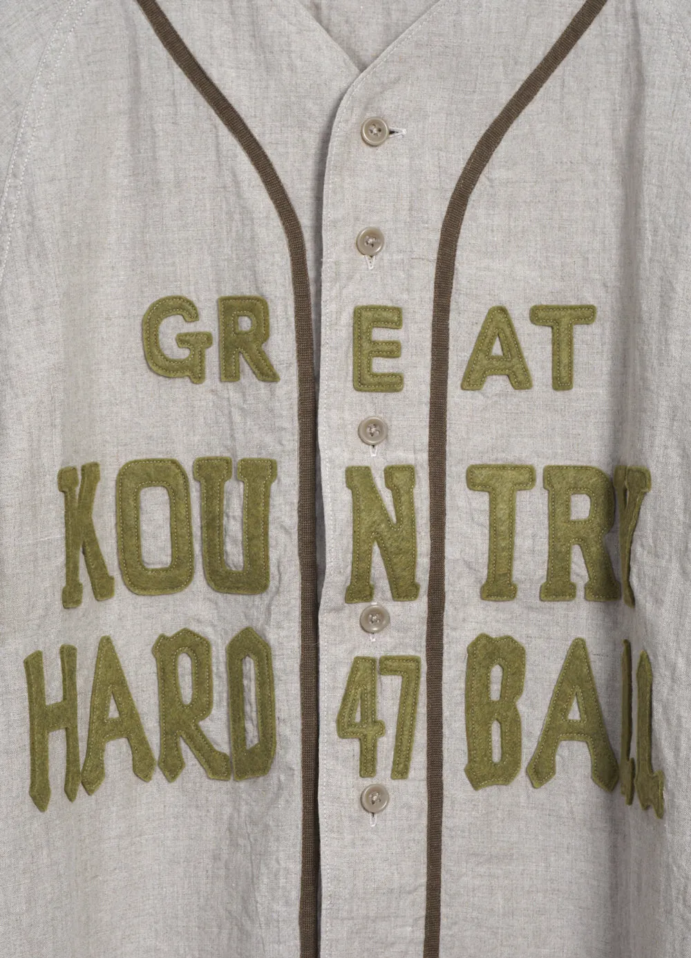 GREAT KOUNTRY | French Linen Baseball Shirt | Beige