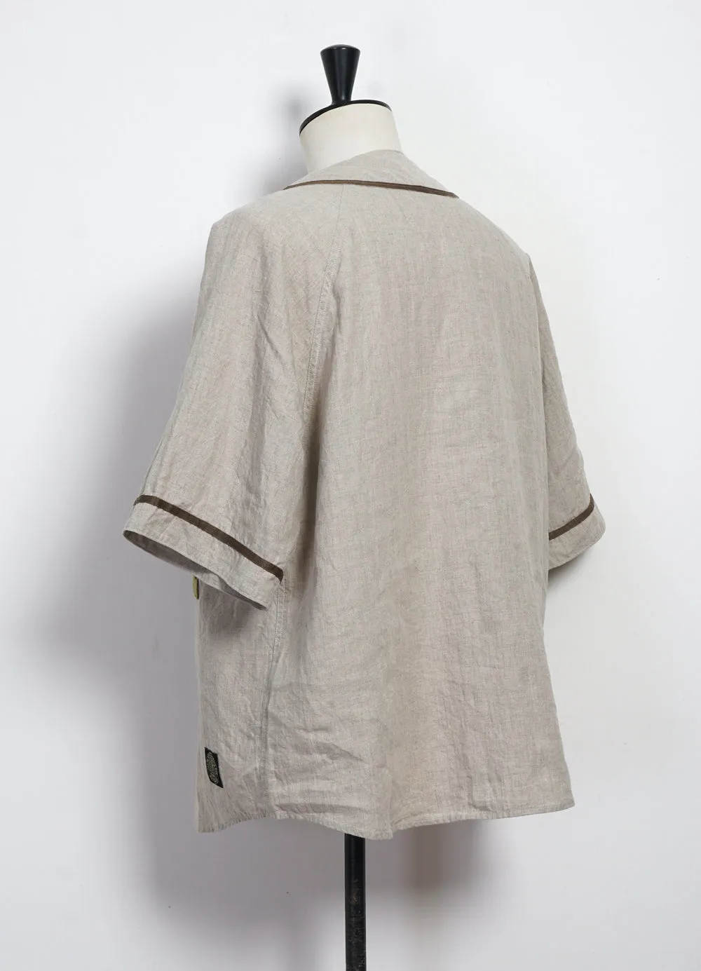 GREAT KOUNTRY | French Linen Baseball Shirt | Beige