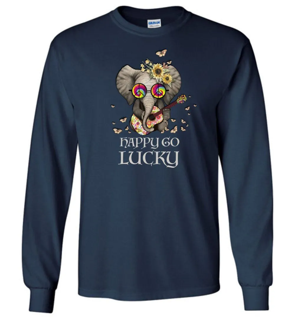 Happy Go Lucky Elephant Long Sleeve T-Shirts