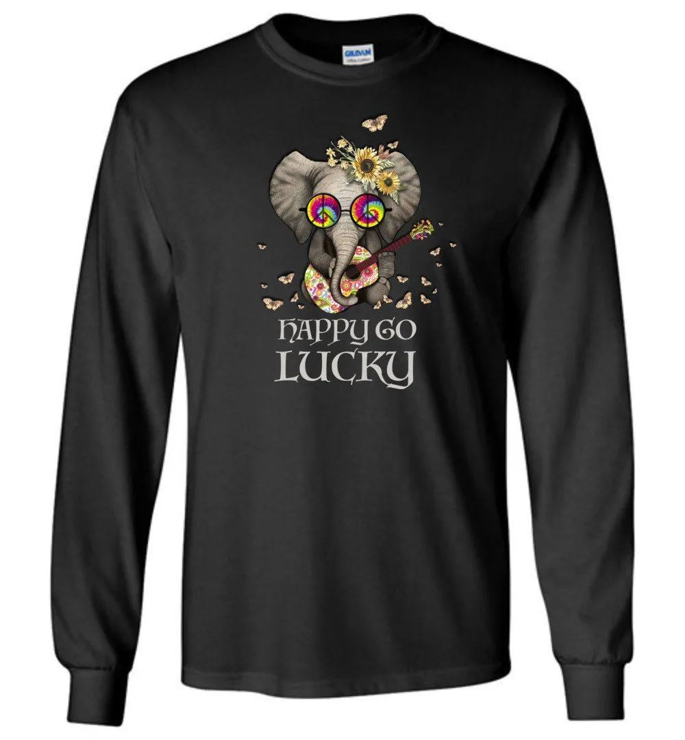 Happy Go Lucky Elephant Long Sleeve T-Shirts