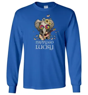 Happy Go Lucky Elephant Long Sleeve T-Shirts