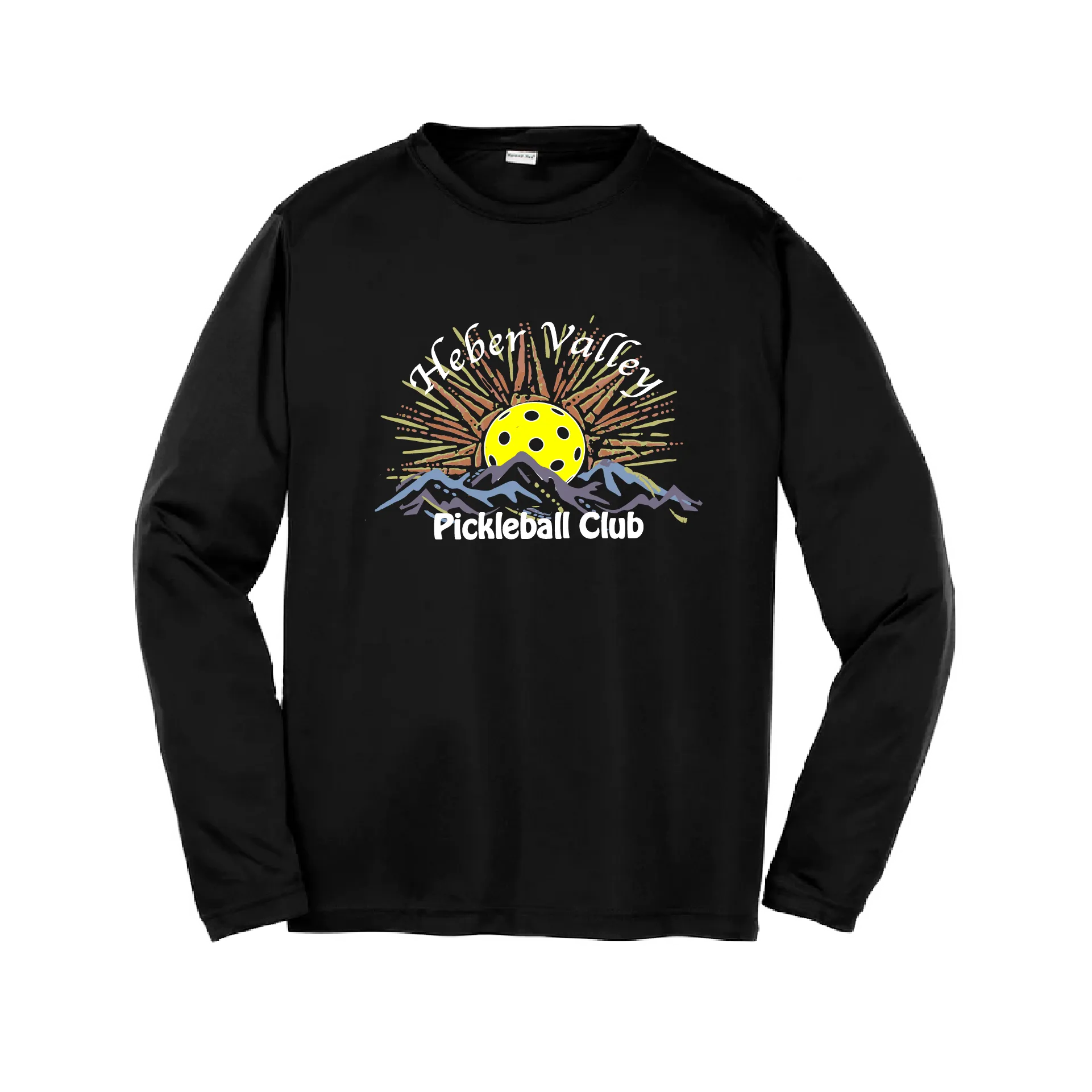 Heber Valley Pickleball Club (Large Design) | Youth Long Sleeve Athletic Shirt | 100% Polyester